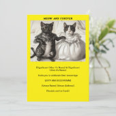 Gele katten bruiloft miauw en furever uitnodiging (Staand voorkant)