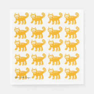 Gele katten Collectie papieren servet. Servetten
