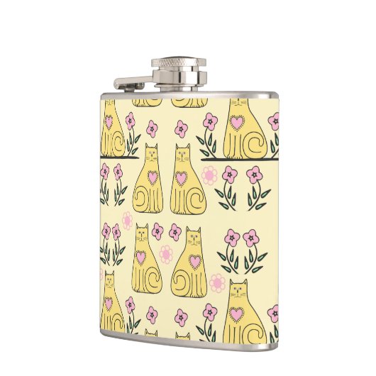 Gele katten heupfles (Links)