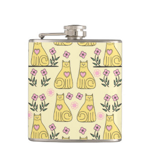 Gele katten heupfles