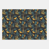 Gele katten in de stad Night AI kunst Inpakpapier Vel (Voorkant)