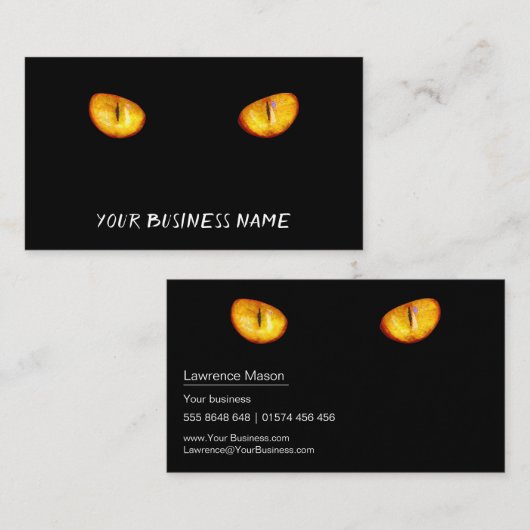Gele katten, ogen, zwart Visitekaartje (Voorkant / Achterkant)