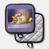 Gele katten ovenwanten & pothouders pannenlap (Voorkant / Achterkant)