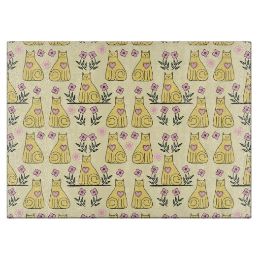 Gele katten snijplank (Voorkant)