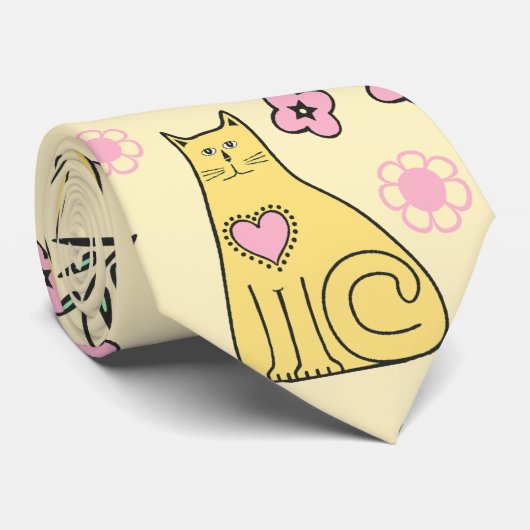 Gele katten stropdas (Opgerold)