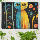 Gele katten theedoek (Gevouwen)