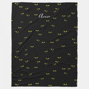Gele Kattenogen op Zwart Beste Halloween Feest Fleece Deken