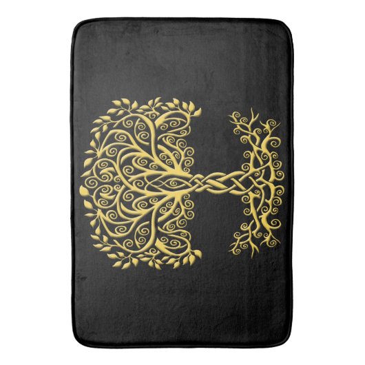 Gele Keltische levensboom Badmat (Voorkant Verticaal)
