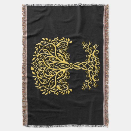Gele Keltische levensboom Deken (Voorkant Verticaal)