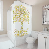 Gele Keltische levensboom Douchegordijn (In situ)
