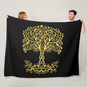 Gele Keltische levensboom Fleece Deken