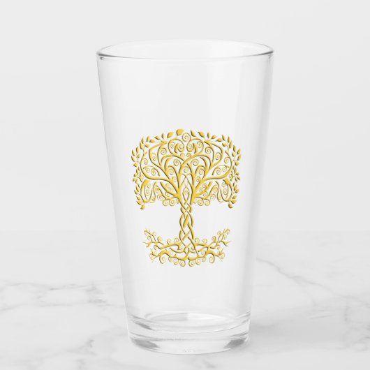 Gele Keltische levensboom Glas (Voorkant)