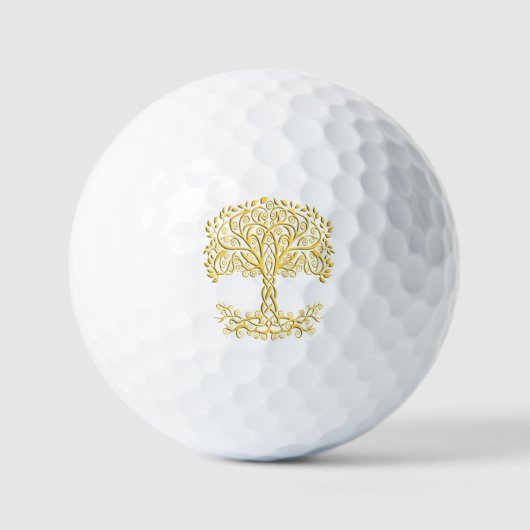 Gele Keltische levensboom Golfballen (Voorkant)