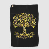 Gele Keltische levensboom Golfhanddoek (Voorkant)