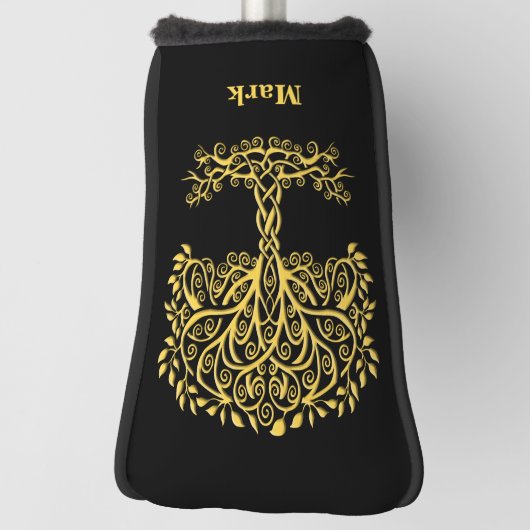 Gele Keltische levensboom Golfheadcover (Draai 90)