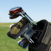 Gele Keltische levensboom Golfheadcover (Insitu)