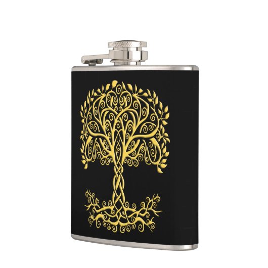 Gele Keltische levensboom Heupfles (Links)