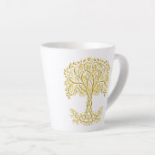 Gele Keltische levensboom Latte Mok (Rechterhoek)
