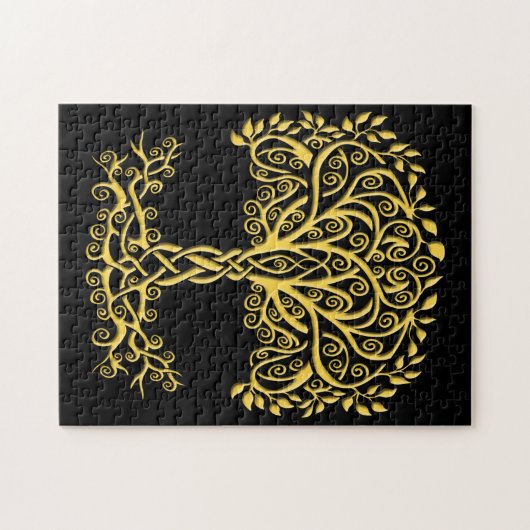 Gele Keltische levensboom Legpuzzel (Horizontaal)