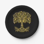 Gele Keltische levensboom Papieren Bordje (Voorkant)