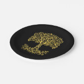 Gele Keltische levensboom Papieren Bordje (Gekanteld)