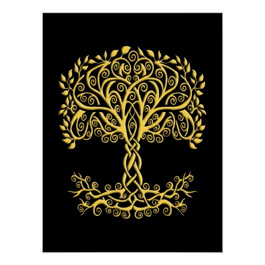 Gele Keltische levensboom Perfect Poster (Voorkant)