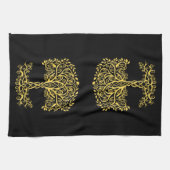 Gele Keltische levensboom Theedoek (Horizontaal)