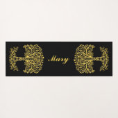 Gele Keltische levensboom Yogamat (Achterkant (horizontaal))