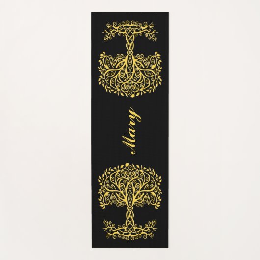 Gele Keltische levensboom Yogamat (Voorkant)