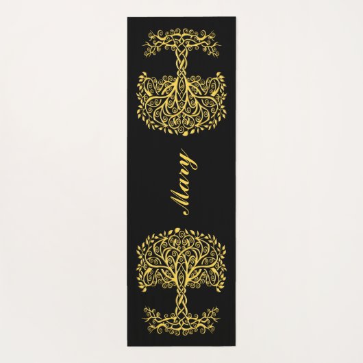 Gele Keltische levensboom Yogamat (Achterkant)