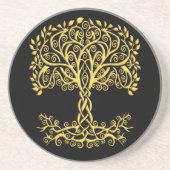 Gele Keltische levensboom Zandsteen Onderzetter (Voorkant)