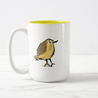 gele keramische koffiemok met afbeelding van vogel tweekleurige koffiemok