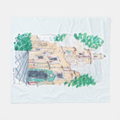 Gele Kerk Fleece Deken (Voorkant (Horizontaal))