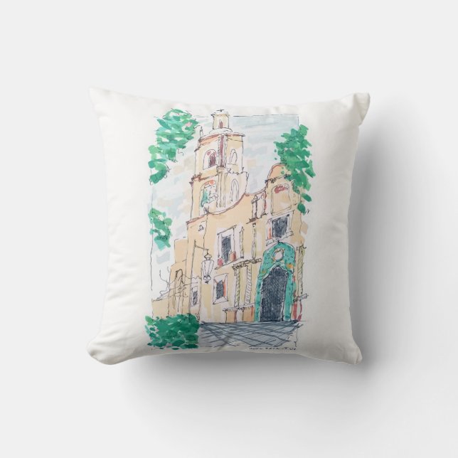Gele Kerk Kussen (Voorkant)