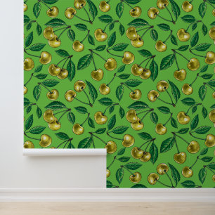 Gele kersen behang