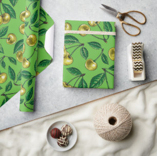 Gele kersen cadeaupapier