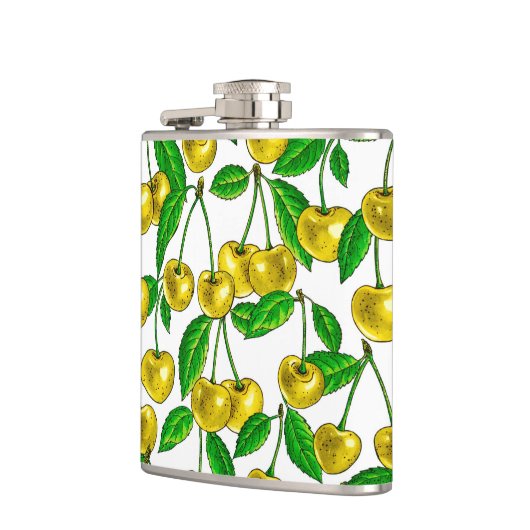 Gele kersen op wit heupfles (Links)