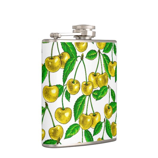 Gele kersen op wit heupfles (Rechts)