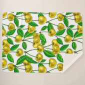 Gele kersen op wit sherpa deken (Voorkant (horizontaal))