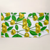 Gele kersen op wit strandlaken (Voorkant)