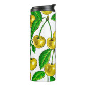 Gele kersen op wit thermosbeker (Gedraaid links)