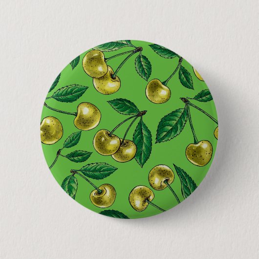 Gele kersen ronde button 5,7 cm (Voorkant)