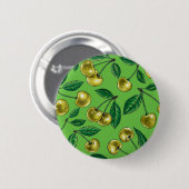 Gele kersen ronde button 5,7 cm (Voorkant /achterkant)