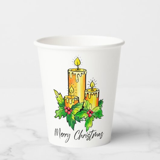 Gele kerst papieren bekers (Voorkant)