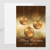 Gele Kerstballen met Aangepaste Tekst Feestdagenkaart (Voorkant / Achterkant)