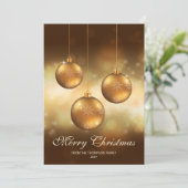 Gele Kerstballen met Aangepaste Tekst Feestdagenkaart (Staand voorkant)