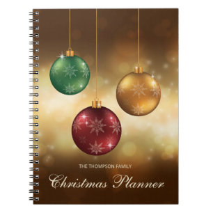 Gele Kerstballen met Aangepaste Tekst N Notitieboek