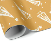 Gele kerstbomen patroon cadeaupapier (Rol Hoek)