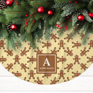 Gele kerstboomrok met gemberkoekmannogram kerstboom rok