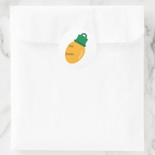 Gele kerstbulb Cadeau Label Sticker (Tas)